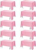 10-Pack Pink Tablecloths for Rectangle Tables, 70 x 108 Inches, Stain-Resistant Polyester Fabric for 6 Foot Tables - Washable Table Covers for Weddings, Banquets, Birthday Parties, Events