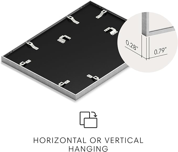 HAUS AND HUES 11x17 Picture Frame with Real Glass & Silver Premium-Grade Metal Matted to 8x12 - Aluminum 11x17 Picture Frame - Includes Hanging Kit - Ideal for Home, Office (11x17 in, Silver)