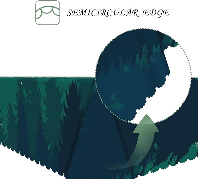 60x84 Inch Nature Rectangular Tablecloth Misty Pine Forest Silhouette Table Cloth Waterproof Durable Table Cover for Party Picnic Indoor Gaming Room Decor