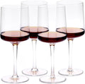 Navaris Clear Wine Glasses - Set of 4 - Transparent Wine Glasses with Stems - Stylish Design Glassware for Serving Wine, Cocktails, Dessert
