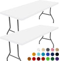Spandex 4 Foot Rectangle Table Cloth 2 Pack, Elastic Fitted Tablecloths for Picnic, Stretch Washable Patio Table Cover for Outdoor, Camping, Banquet and Parties (White, 30"x48")