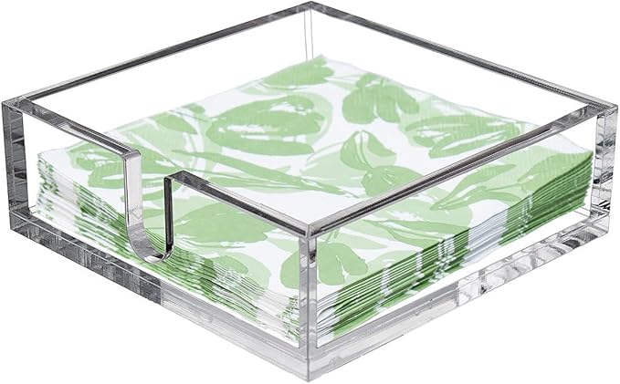 IEEK Acrylic Cocktail Paper Napkin Holder,Decorative Clear Cocktail Napkin Caddy Beverage Napkin holder,Pack of 1