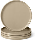 Amazon Basics Glazed Stoneware Appetizer Plates, Ceramic 4-Piece Set, Microwave and Dishwasher-Safe, 6.7 in., Linen Gray
