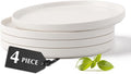 MIAMIO – Ceramic Dinner Plates Set for 4 People/Ceramic Dinnerware 4-Piece, Modern Stoneware, Dishwasher & Microwave Safe – Luxe Collection (White, 10 Inch)