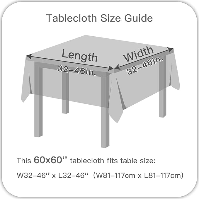 maxmill Square Jacquard Tablecloth Waterproof Spillproof Wrinkle Resistant Soft Weaved Design Table Cloth for Dinner and Party Washable Fabric Cover, Indoor and Outdoor Use, 60 x 60 Inch, Natural