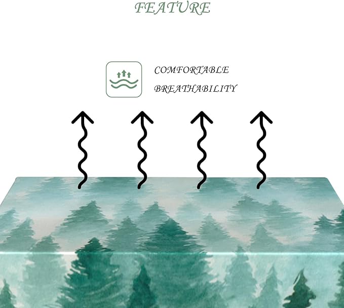 70x140 Inch Nature Rectangular Tablecloth Watercolour Pine Forest Fairyland Table Cloth Waterproof Durable Table Cover for Holiday Picnic Gaming Room BBQ Decor