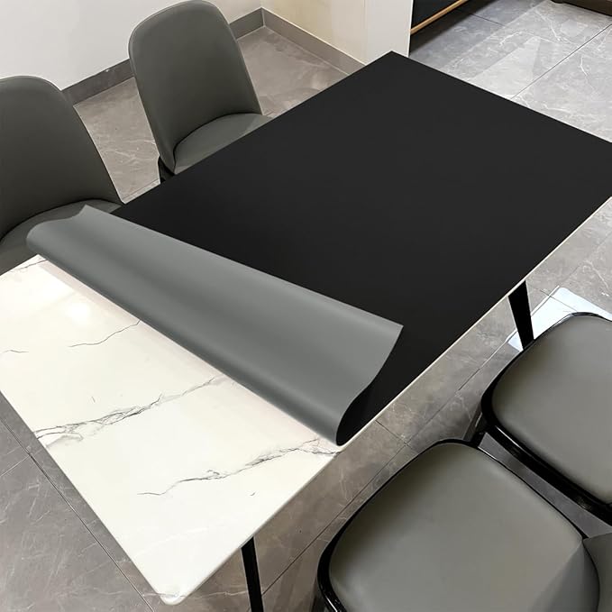 Leather Table Pad,1.8mm Thick,40x78 Inch,Dining Table Pad,Table Pads for Dining Room Table Rectangular,Table Protectors for Rectangle Tables,Dining Table Cover(Black+Gray,40x78)