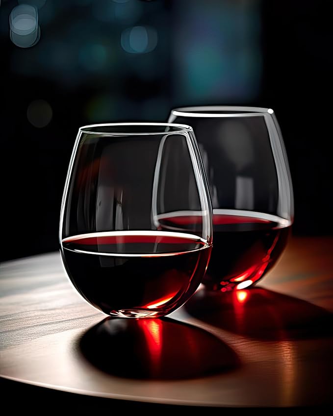 LUXU Stemless Glasses(Set of 2)-20 oz,Clear Wine Cups,Crystal Whiskey Tumblers,Large Water Goblets,Drinking Glassware for Beer,Great Wine Gifts