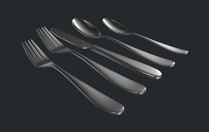 Matte Silverware Set, 18/10 Stainless Steel Satin Flatware, Modern Brushed Finish Cutlery, Dishwasher Safe & Durable, Built to Last (60-Piece, Fidenza)