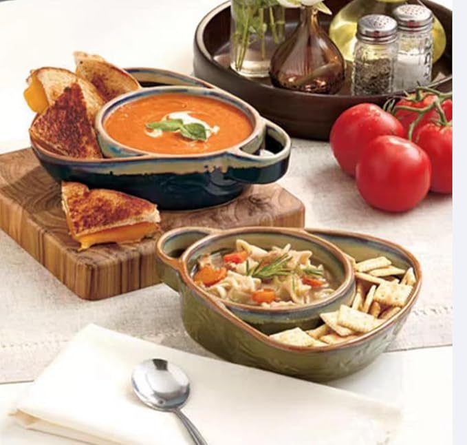 Soup and Side Bowl Plate Ceramic, Chip and Dip Divided Bowls, Anti-Soggy Cereal Bowl Bread Dipping Bowls Plates for Salad Breakfast, and Sandwich Ideal for Home and Restaurant (bule+yellow)
