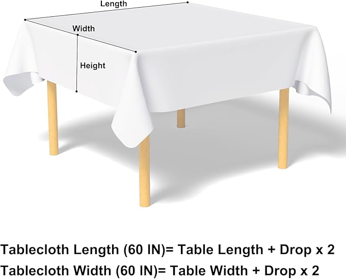 misaya Square Waterproof Vinyl Table Cloth, Buffalo Flannel Backed Tablecloth, Wipeable Plastic Table Cover for Valentine's Day, Dinner, Kitchen, Outdoor (60" x 60", Burgundy and White)