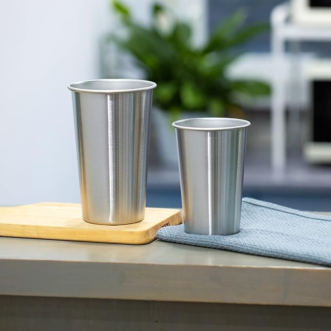 16 Pack 24oz Stainless Steel Pint Cup,Healthy Unbreakable and Stackable,Metal Drinking Glasses