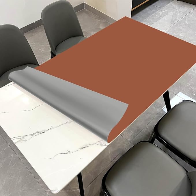 Leather Table Pad,1.8mm Thick,40x84 Inch,Dining Table Pad,Table Pads for Dining Room Table Rectangular,Dining Room Table Cover,Dining Table Cover(Brown+Gray,40x84)