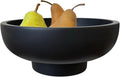 OAKOA Concrete Black Decorative Bowl for Home Decor - Black Fruit Bowl - Modern Pedestal Coffee Table Bowl for Entryway Table