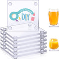 Set of 12 Clear DIY Glass Drink Coaster 3.5 Inch Crystal Coasters Decorative Glass Plates for Wedding Dining Table Picture Frame Painting DIY Crafts Home Decoration and Parties(Square)