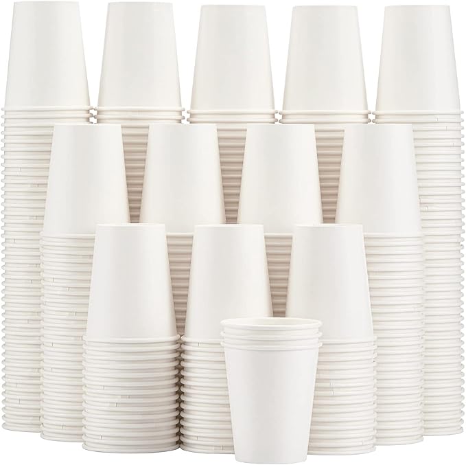 Lamosi 300 Pack Paper Cups 8 oz, Disposable Coffee Cups, Paper Coffee Cups 8 oz, White Hot/Cold Beverage Drinking Cup for Water Juice or Tea, Office Party Home Travel