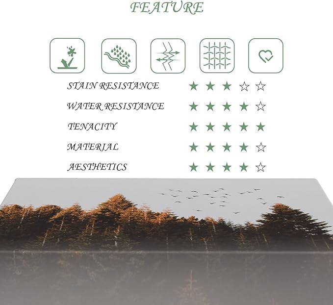 52x70 Inch Nature Rectangular Tablecloth Bird Autumn Forest Table Cloth Waterproof Durable Table Cover for Holiday Picnic Outdoor BBQ Decor