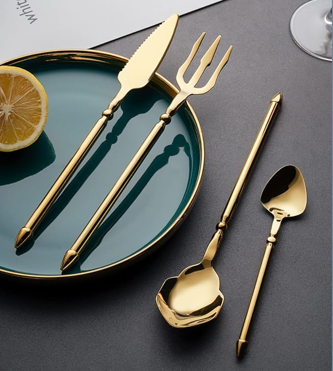 Silverware Set for 6 Durable 18/10 Stainless Steel Flatware Set Creative Styles 24 Piece Modern Cutlery Tableware Utensils Set for Home Kitchen Wedding Restaurant Knives forks and Spoons