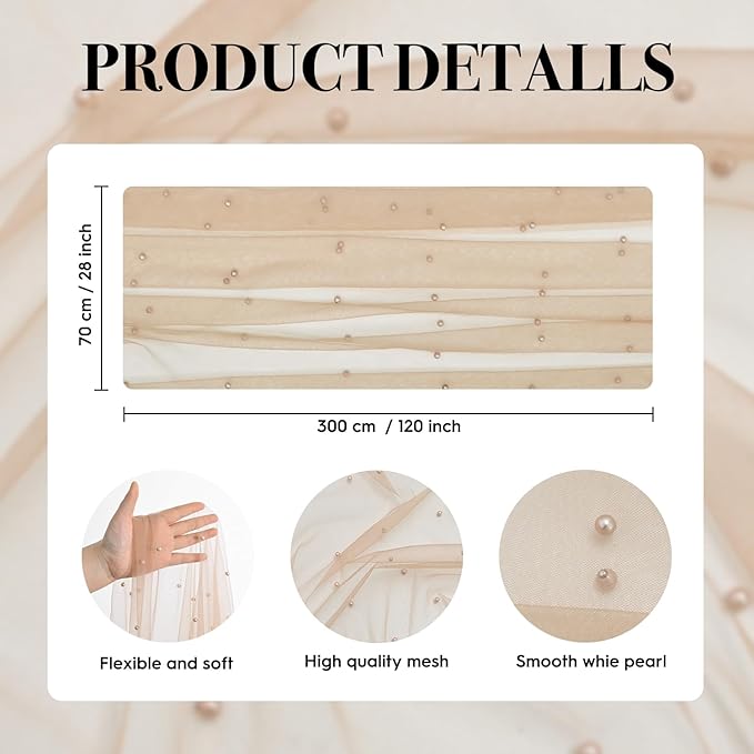 Artoid Mode Pearl Tan Gauze Table Runner 120 Inch 10FT, Seasonal Sheer Dining Holiday Wedding Birthday Baby Shower Table Decor for Home Party