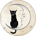 Round Tablecloth, Moon Tablecloth for Side Table, Black Cat Sitting on White Crescent Moon, Fit Round Tables 61inch Diameter, for Restaurant Picnic Indoor and Outdoor Use, Sand Brown Black