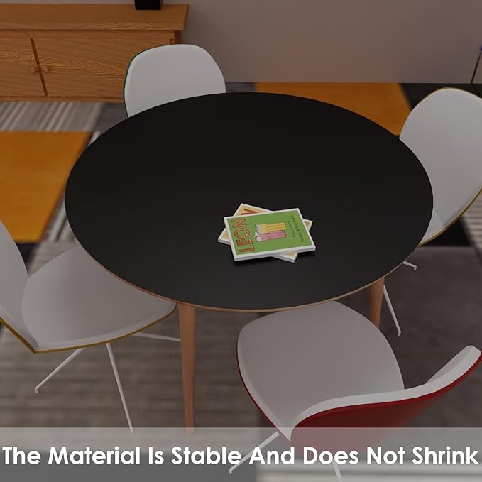 Round Table Pad,1.8mm Thick,Dia.42 Inch,Round Leather Table Cover,Round Table Protector,Round Dining Table Protector,Round Table Top Protector.(Dia.42,Black+Black)