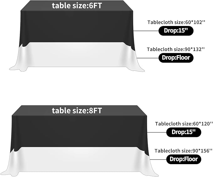 Fokitut 6 Pack Rectangle Tablecloth, 90x132 Inch, Stain Resistant and Wrinkle Polyester Table Cloth, Fabric Table Cover for Kitchen Dining, Wedding, Party, Holiday Dinner-White