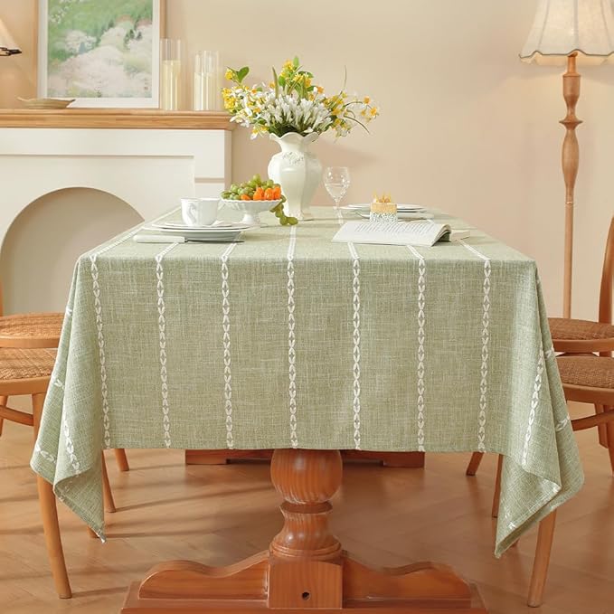 Zobesta Sage Green Tablecloth Rectangle 53 x 70 Inch, Cotton Green Table Cloth Rectangle Table, Washable Farmhouse Soft Boho Tablecloths Rectangular for Party, Holiday, Picnic, Dining, Outdoor,Fall