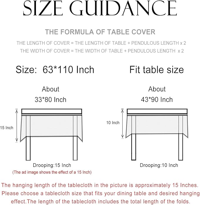 patdrea Designer Linen Extra Long Tablecloth for Rectangle Table,Beige Anti-Wrinkle Durable Floral Farmhouse Table Cloth,Decor Covers for Kitchen Dining,Christmas,Thanksgiving,63"x110"-Fram