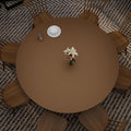 Round Table Pad, 1.8mm Thick, Dia.36 Inch, Leather Table Cover, Dining Table Protector, Mud Color + Champagne Gold