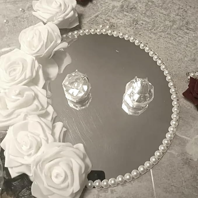 14Pack Round Mirror Plates for Centerpieces, 2mm, 10inch Circle Mirror Trays Plates Flat Circle for Tables Mirror Centerpiece, Round Mirror Tiles Candle Plate for Wedding Table Centerpieces