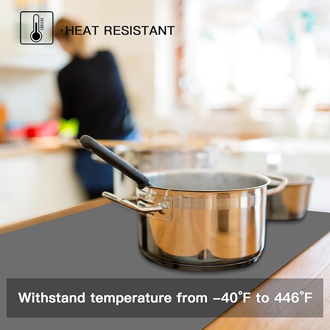 2MM Thick Silicone Countertop Mat, 35.4"x 23.6" Silicone Mats for Kitchen Counter, Nonslip Heat Resistant Mat, Large Kitchen Counter Mats, Waterproof Countertop Protector(Light Blue)