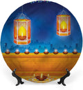 Decorative Plates, Diwali Print Ornament, Diwali Night Candles, 7 Inch, 1 Plate with 1 Display Stand, Multicolor