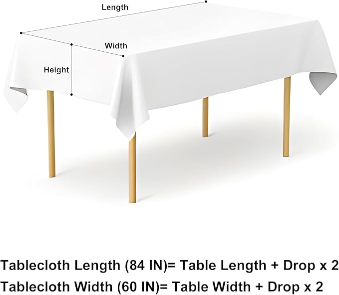 misaya Rectangle Waterproof Vinyl Table Cloth, Buffalo Flannel Backed Tablecloth, Wipeable Plastic Table Cover for Seaside, Picnic, Outdoor (60" x 84", White and Blue)