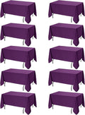10-Pack Purple Tablecloths for Rectangle Tables, 60 x 120 Inches, Stain-Resistant Polyester Fabric for 6 Foot Tables - Washable Table Covers for Weddings, Banquets, Birthday Parties, Events