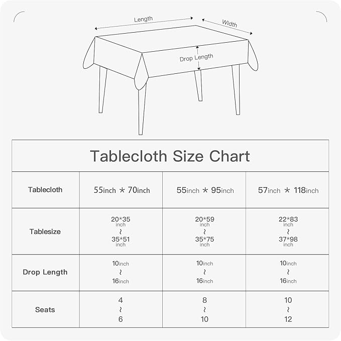 BALCONY & FALCON Rectangle Tablecloth Waterproof Table Cover Fuzzy Linen and Satin Double-Sided Usable Table Cloth for Dining, Kitchen, Cafe, Parties and Outdoor Use (Black 55x70)