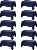 10-Pack Navy Blue Tablecloths for Rectangle Tables, 60 x 120 Inches, Stain-Resistant Polyester Fabric for 6 Foot Tables - Washable Table Covers for Weddings, Birthday Parties, Events