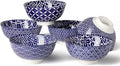Blue and White Bowls, Ceramic Dessert Bowls 10 Oz, Porcelain Bowl Set for Ice Cream, Decorative Bowls for Snack Soup Condiments, Side Dishes, Set of 6