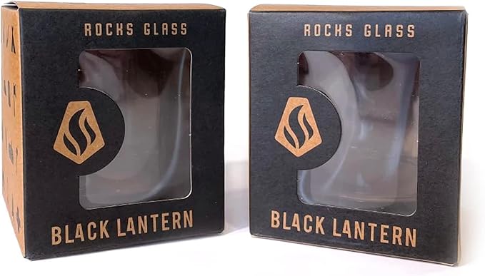 Black Lantern Nature Guitar Whiskey Glasses – Set of 2 Premium 11oz Rocks Tumblers with Hand-Printed Forest Guitar Artwork – Heavy-Base Old Fashioned Glasses for Bourbon, Scotch & Cocktails