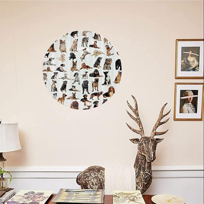 Decorative Plates, Dog Lover Print Ornament, Austratlian Shepherd Pet Italian Mastiff, 6 Inch, Kitchen Wall Decor, Brown Black