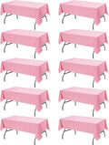 10-Pack Pink Tablecloths for Rectangle Tables, 54 x 108 Inches, Stain-Resistant Polyester Fabric for 6 Foot Tables - Washable Table Covers for Weddings, Banquets, Birthday Parties, Events