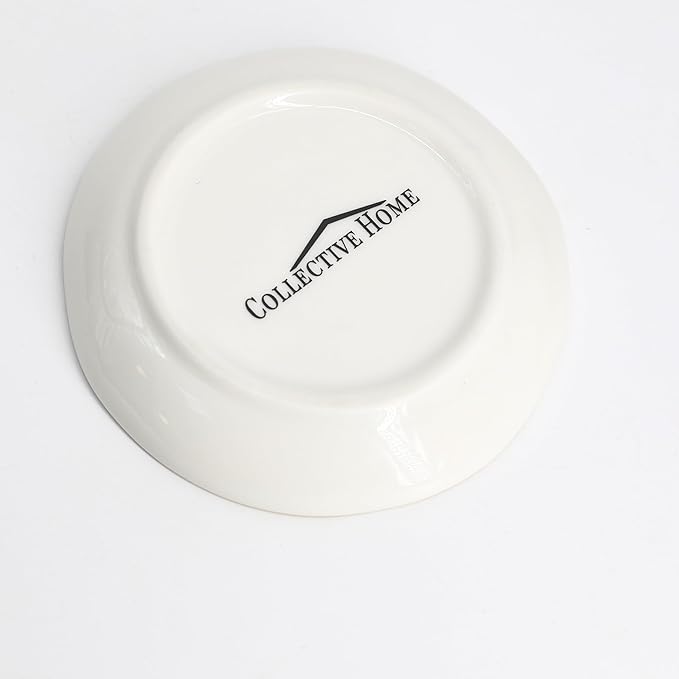 COLLECTIVE HOME - Ceramic Jewelry Tray, Decorative Trinket Dish for Rings Earrings Necklaces Bracelet Watch Keys, Birthday Mother's Day Christmas Gift for Women, 4.75", Glossy (t)