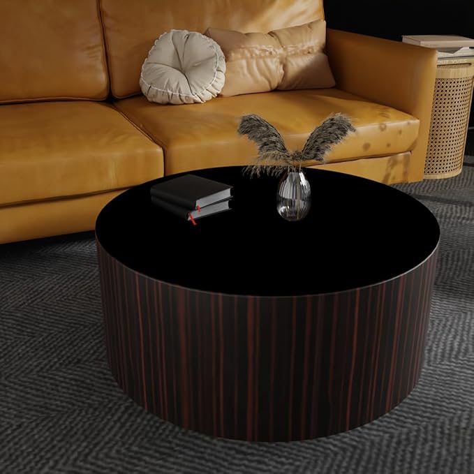 Round Table Pad,1.8mm Thick,Dia.28 Inch,Round Leather Table Cover,Round Table Protector,Round Dining Table Protector,Round Table Top Protector.(Dia.28,Black+Gray)