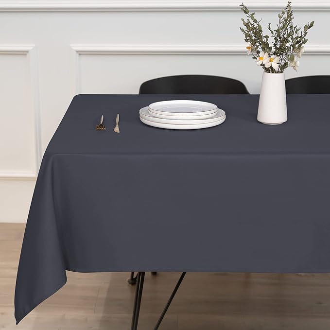 sancua Rectangle Tablecloth - 70 x 90 Inch - Stain and Wrinkle Resistant Washable Polyester Table Cloth, Decorative Fabric Table Cover for Dining Tables, Buffet Parties and Camping, Grey