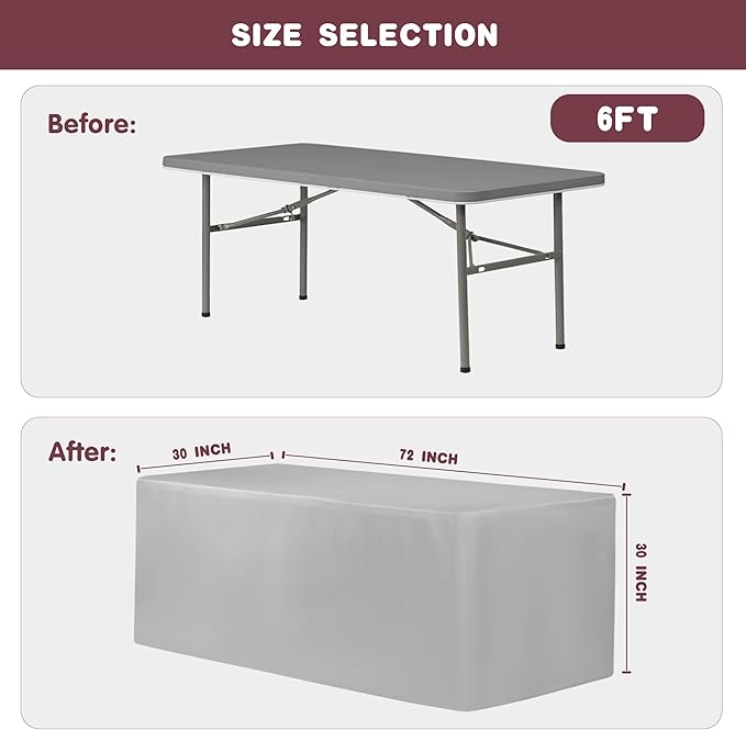 HolidayIdeas Fitted Table Covers for 6 Foot Tables - 72 x 30 Inch - 2 Pack Rectangle Purple Table Clothes Polyester Fabric Table Cover for Folding Table, Parties, Trade Show, Graduation, Family Dinner