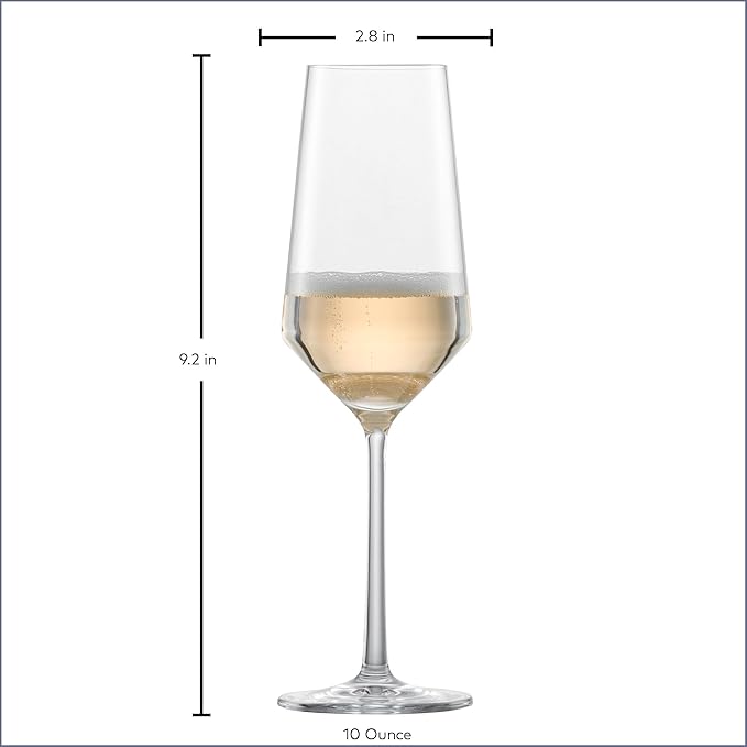 ZWIESEL GLAS Pure Champagne Glass (Set of 6), Champagne Flutes with Effervescent Point, Dishwasher-Safe Tritan Crystal Glasses, Made in Germany (10 Ounce)
