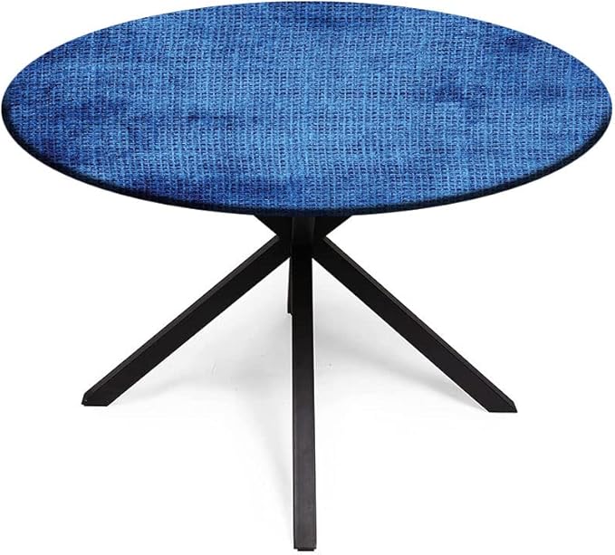 Polyester Tablecloth, Navy Blue Deco Waterproof Oil-Proof PVC Table Cloth, Faded Burlap Texture Old Fashioned Grunge, Fit Round Tables 28inch Diameter, for Holiday Dining Table, Dinner, Party