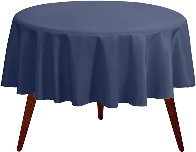 Gee Di Moda Round Tablecloth - 132 Inch Navy Blue Round Table Cloth for 72 to 96 Inch Round Tables - Heavy Duty Washable Fabric - for Buffet Table, Holiday Party, Dinner, Wedding & Baby Shower