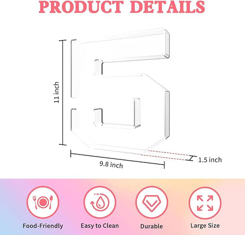 11" Acrylic Number Charcuterie Tray, Fillable Number Charcuterie Box for Food, Reusable Serving Cake Candy Dish Display Tray for Birthday Anniversary Party Decoration (Square Number 5)