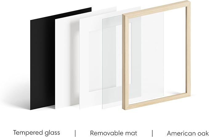 HAUS AND HUES 12x12 Picture Frame with Real Glass and Natural American Oak Matted to 8x8 - Oak 12x12 Frame With Mat - Includes Vertical & Horizontal Hang - Ideal for Home, Office (12x12 in, Natural)