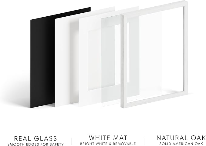 HAUS AND HUES 11x17 Picture Frame with Real Glass and White American Oak Matted to 8x12 - Oak Frame - Includes Vertical & Horizontal Hang - Ideal for Home, Office (11x17 in)